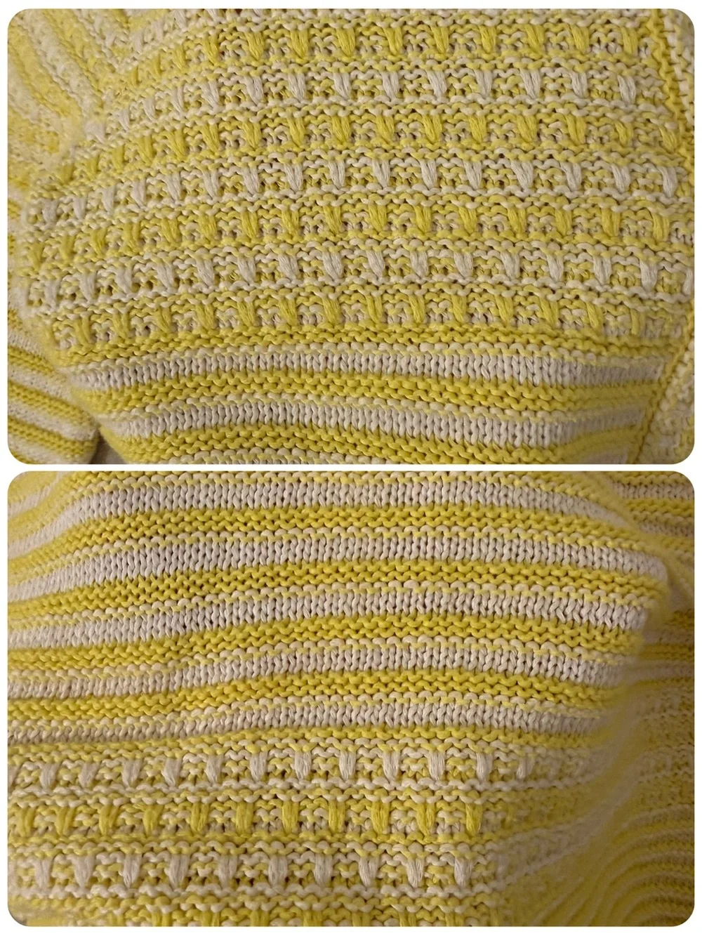 Trina Turk Yellow White Striped Cotton Knit Button-Front Cardigan Sweater Sz S